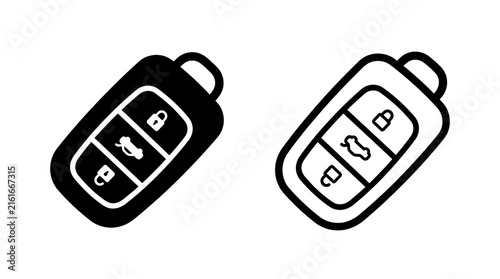 Foto Black and white car key fob remote control icons vector graphic illustration set