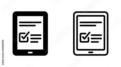 Digital tablet computer with checklist document and checkmark icon vector graphic illustration, checklist