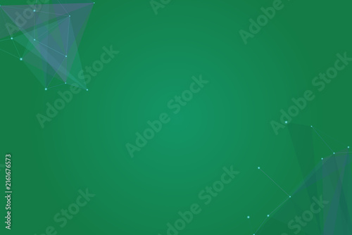 Abstract green background with connected plexus geometric shapes