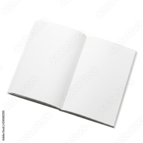 Open blank notebook with empty pages isolated on transparent background