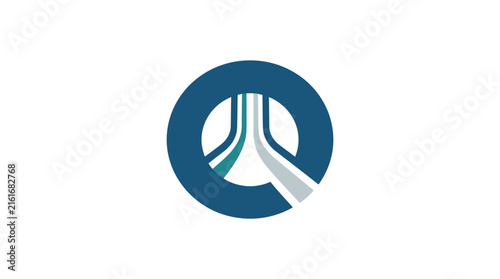Obraz na plátne Abstract circle logo with three convergent paths.