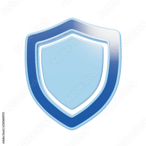 Quadro su tela Glossy 3D shield icon with protective layer and blue gradient finish isolated fo