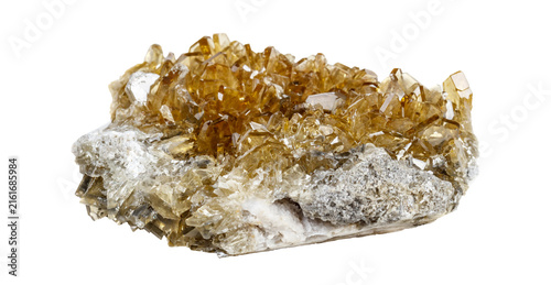 Fotografie Natural tabular barite mineral specimen with golden honey crystals