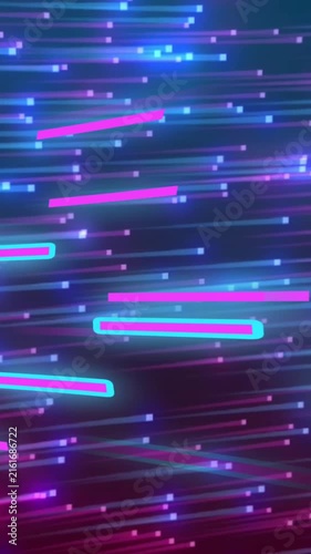 Animation of glowing light trails of data transfer moving in fast motion