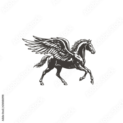Foto Winged horse illustration with detailed feathering on transparent background