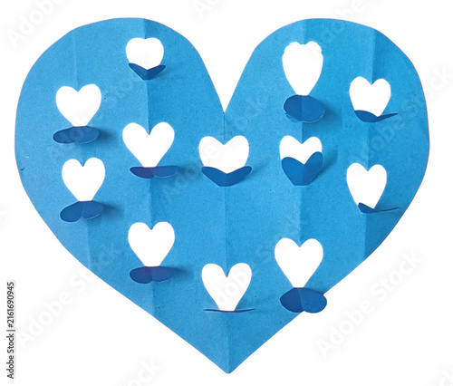 Bild auf Leinwand Blue heart-shaped pattern with black teardrop shapes black teardrops heart patte