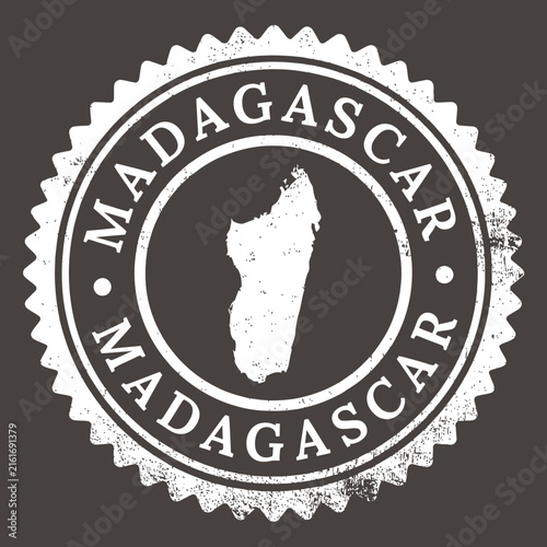 Quadro su tela Distressed madagascar stamp silhouette with island shape on transparent backgrou