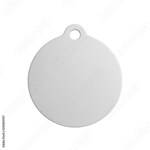 Plakat Blank silver round metal tag with a hole isolated on transparent background