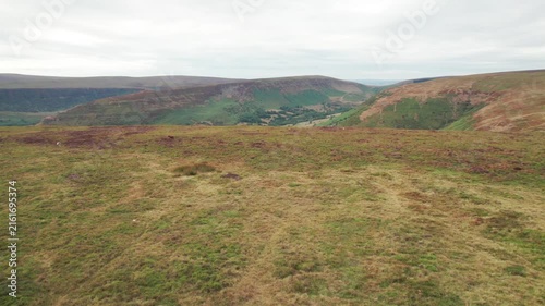 Aerial view of Black Mountain, famous hiking location in Abergavenny, South Wales of UK.