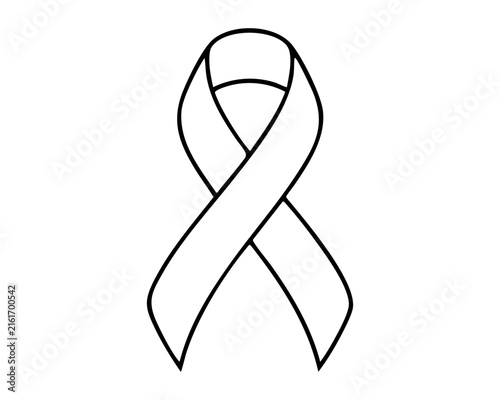 Awareness ribbon outline symbol for cancer support and health charity solidarity on transparent grid.