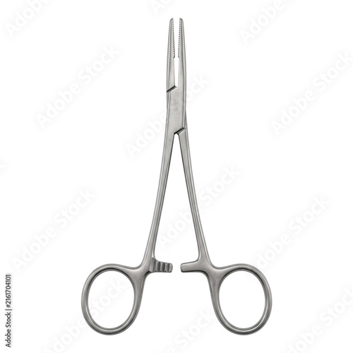 Foto Long stainless steel surgical hemostatic forceps clamp
