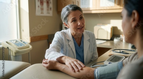 Doctor And Patient During Medical Consultation And Blood Pressure Checkup