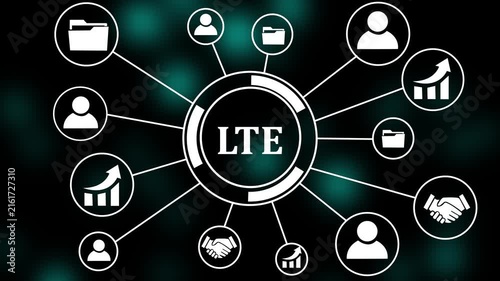 Business Professional Analyzing LTE Network Connectivity and Data Management Trends Chart Animation 4K, Digital Technology Eco-System Platform Graph on Particle Background. 4k video