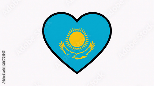 Kazakhstan flag heart icon with white background