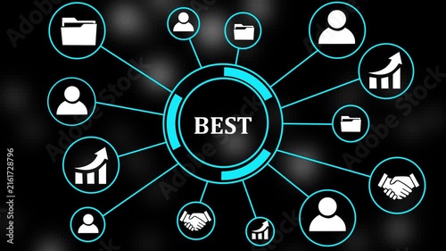 Business Professional Analyzing Best Performance and Quality Management Trends Chart Animation 4K, Digital Technology Premium Service Platform Graph on Particle Background. 4k video