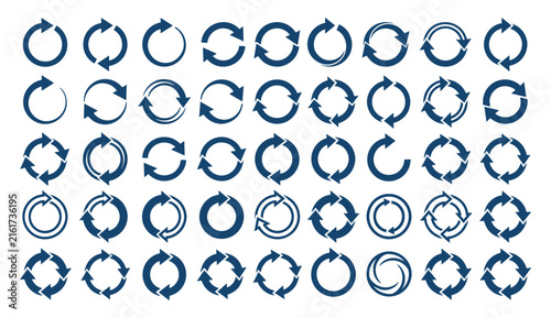 Bild auf Leinwand Circular Arrow Icons: A collection of diverse circular arrow icons representing cycles, refresh, and repetition