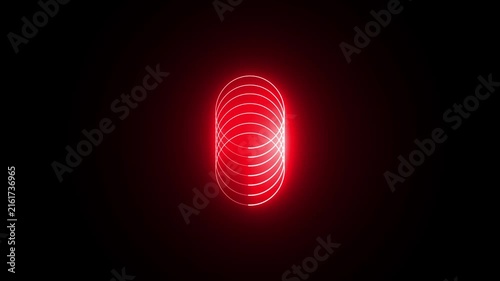 Red neon glowing rings forming a vertical cylinder shape on black background