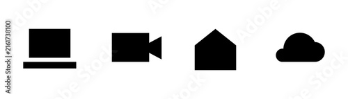 Clean icons for digital technology and services on a white background