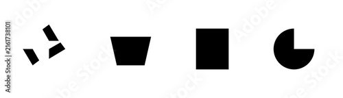 Abstract geometric shapes in a clean white background with minimalist design and negative space