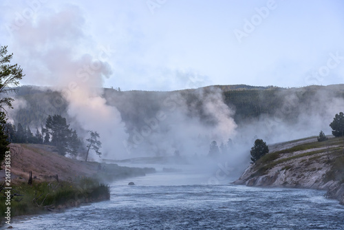 Morning Mist in Yellowstone's THermal Areas