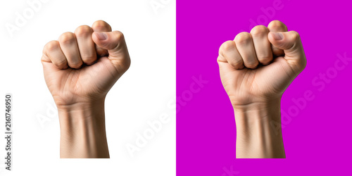 Canvas Print Strong human hand with clenched fist held high in a symbolic protest gesture png