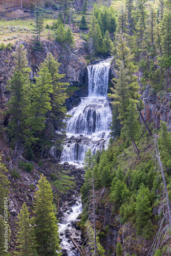 Waterfall with Trees in a Canyon