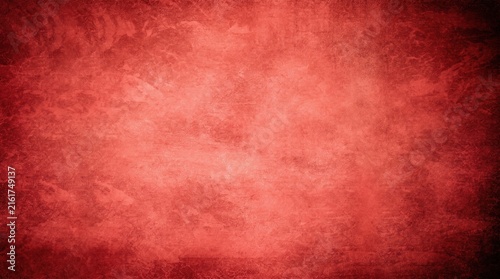 Vibrant Coral Red Abstract Grunge Textured Background with Smoky Gradient