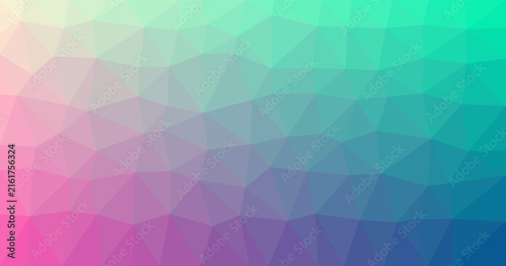 Obraz premium Abstract Polygonal Gradient Background: A vibrant and modern abstract background featuring a mosaic of interconnected polygons in a smooth gradient of pastel pink, purple, teal, and mint green.