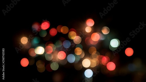 Soft Bokeh Fireworks Colorful Orbs Abstract on Black Background