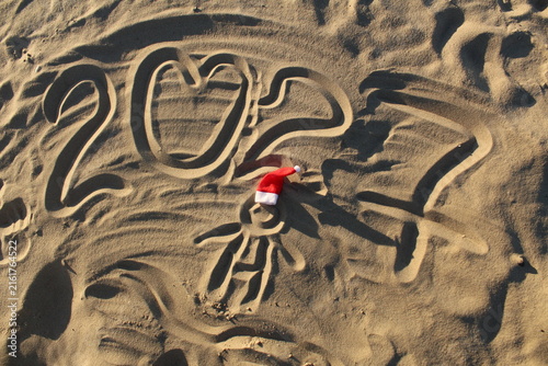Fotografie 2027 Inscription Congratulations on the Sand Happy New Year