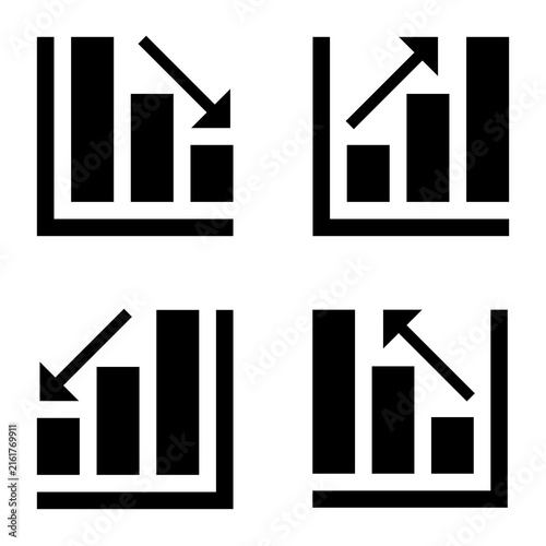 business graph icon set on white background