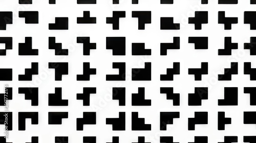 Obraz na płótnie Black and white abstract geometric pixel block pattern.