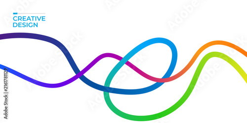 Abstract colorful wavy lines background with smooth gradient flow for creative design