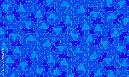 Foto Aperiodic monotile mosaic pattern in shades of blue tessellation