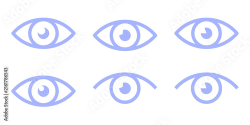 Fotografía Periwinkle Flat Eye Icon Set Isolated on Transparent Background PNG Vision Sight