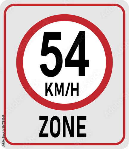 Quadro su tela 54 km h speed limit zone. Vector illustration