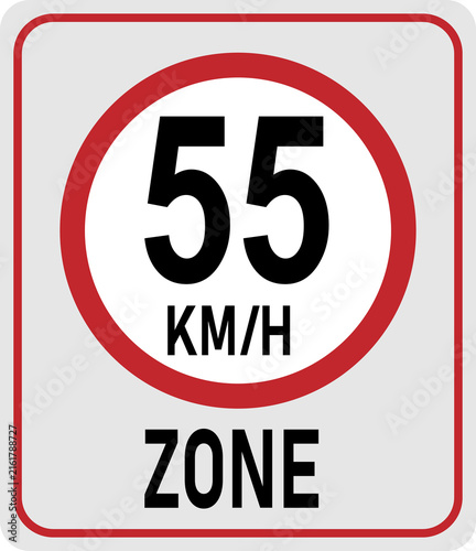 Foto 55 km h speed limit zone. Vector illustration