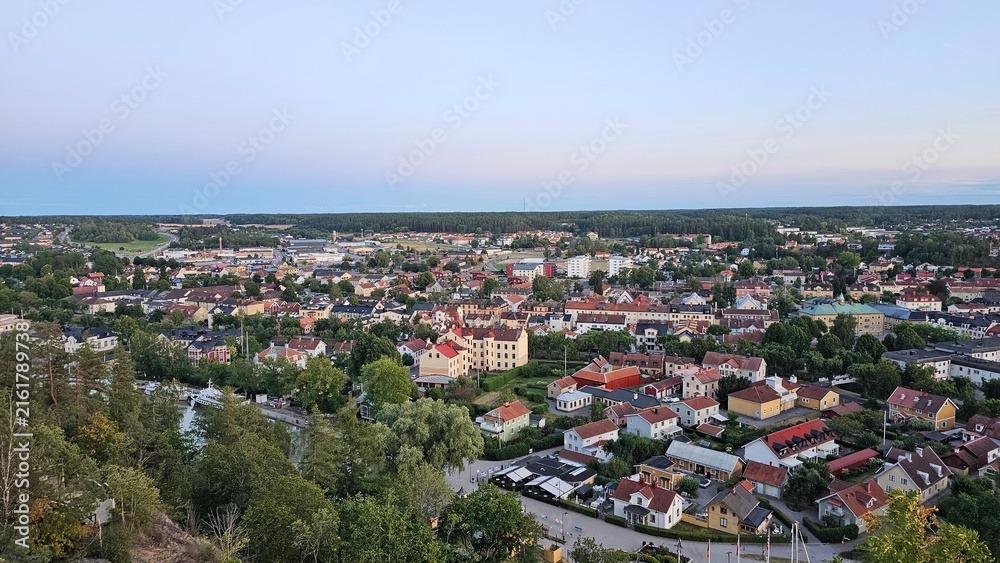 Fototapeta premium Söderköping is a locality and the seat of Söderköping Municipality, Östergötland County, Sweden. Streets of the city of Söderköping. 
