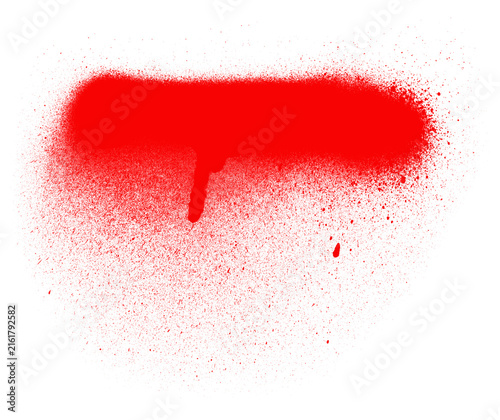 Isolated bright red spray paint texture with paint drips on white background transparent background