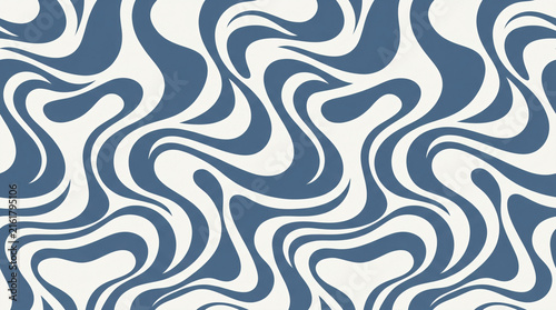 Blue And White Abstract Wavy Seamless Pattern Background