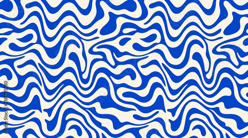 Blue Wavy Pattern Abstract Retro Liquid Swirl Background