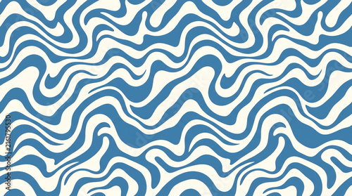 Blue And White Wavy Seamless Pattern Abstract Background
