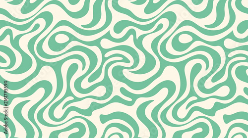 Green Retro Wavy Seamless Pattern Abstract Groovy Background