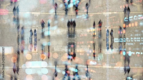 people walking in the pedestrian streets in chongqing with code and data