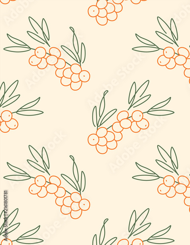 Sea Buckthorn Oil Skincare and Beauty Essential Oil Logo with Berry Pattern