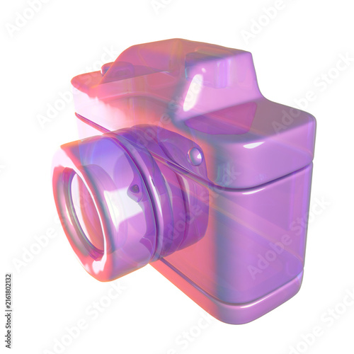 Fotografie Iridescent glossy 3D camera icon, alternate angle