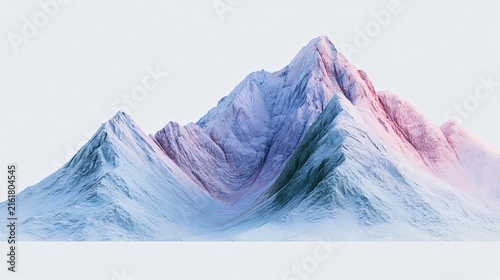 Snowy Mountains on White Background with Soft Colours for Professional Designs