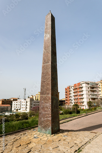 Cityscapes of The Obelisk of Enna Center of Sicily (Obelisco di Enna – Centro dalla Sicilia) in Enna Province, Sicily, Italy.