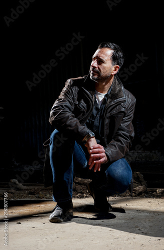 Фотография A stylish, dark-haired, slim, 40-year-old white man