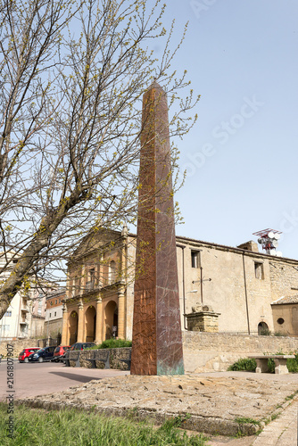 Cityscapes of The Obelisk of Enna Center of Sicily (Obelisco di Enna – Centro dalla Sicilia) in Enna Province, Sicily, Italy.